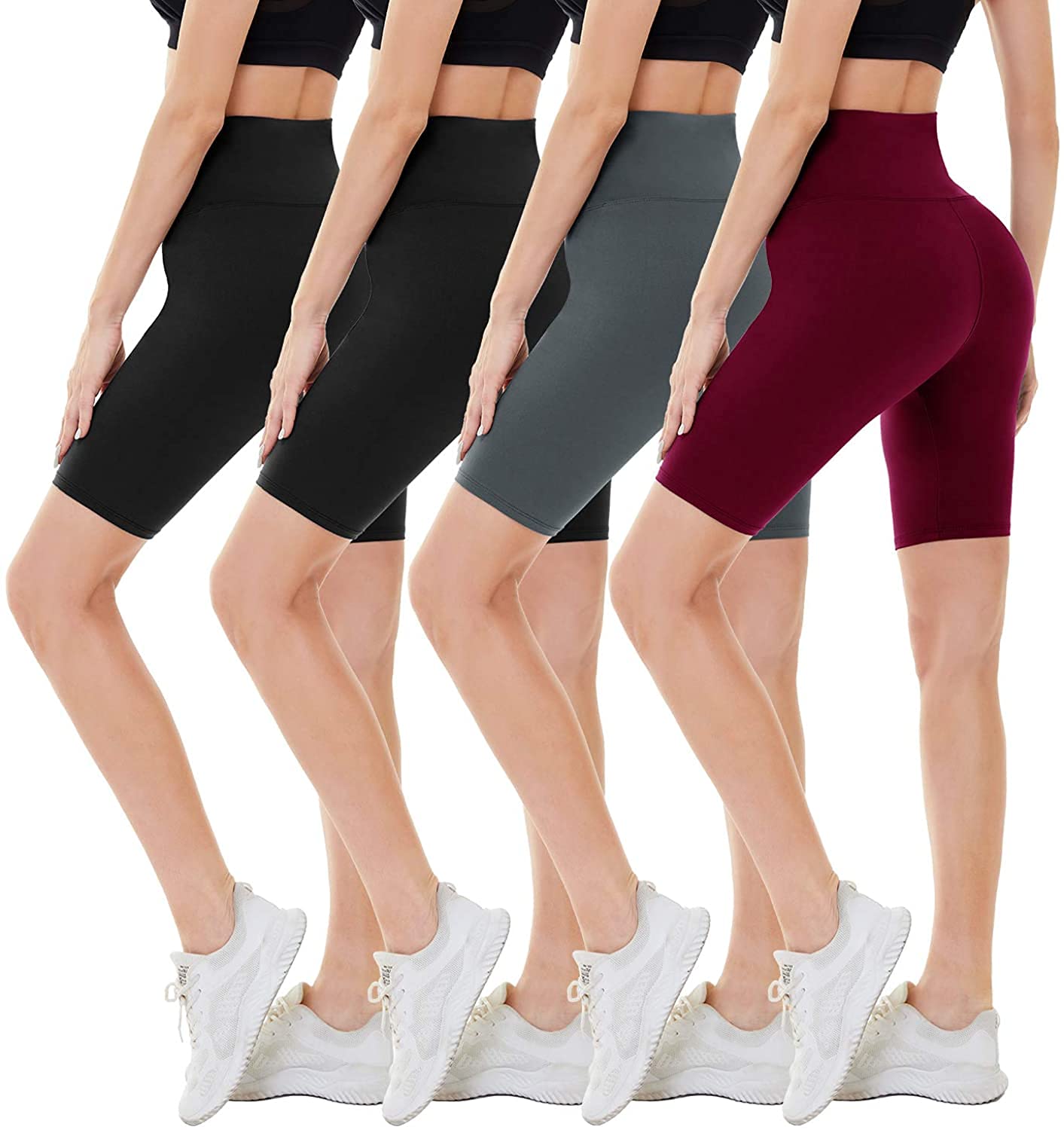 CAMPSNAIL4 Pack Biker Shorts for Women ââ‚¬â€œ 8" High Waist Workout Biker Yoga Running Compression Exercise Shorts