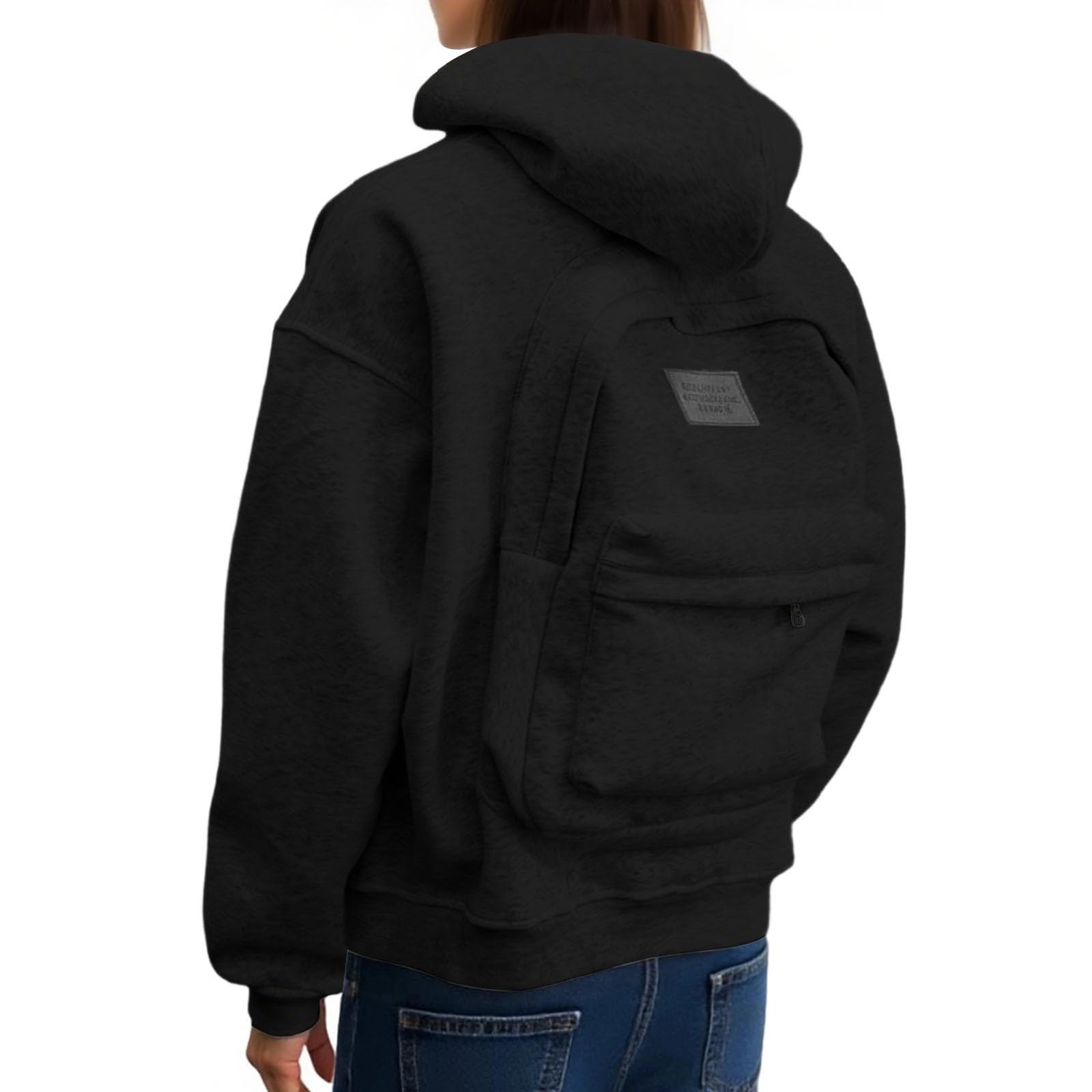 Sudadera con capucha para mujer con diseño único de mochila, informal, para uso diario y actividades al aire libre