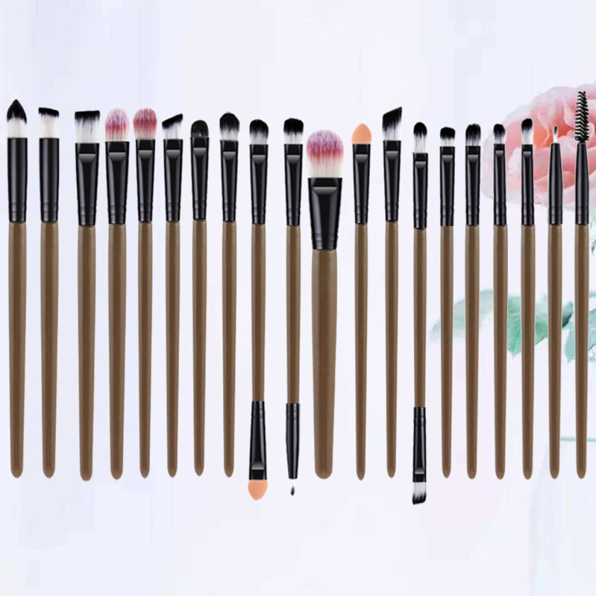 FRCOLOR 60pezzi Pennelli Per Trucco Occhi Con Manico Plastica Kit Portatile Per Ombretto e Eyeliner Per Uso Quotidiano e Principianti e Nero