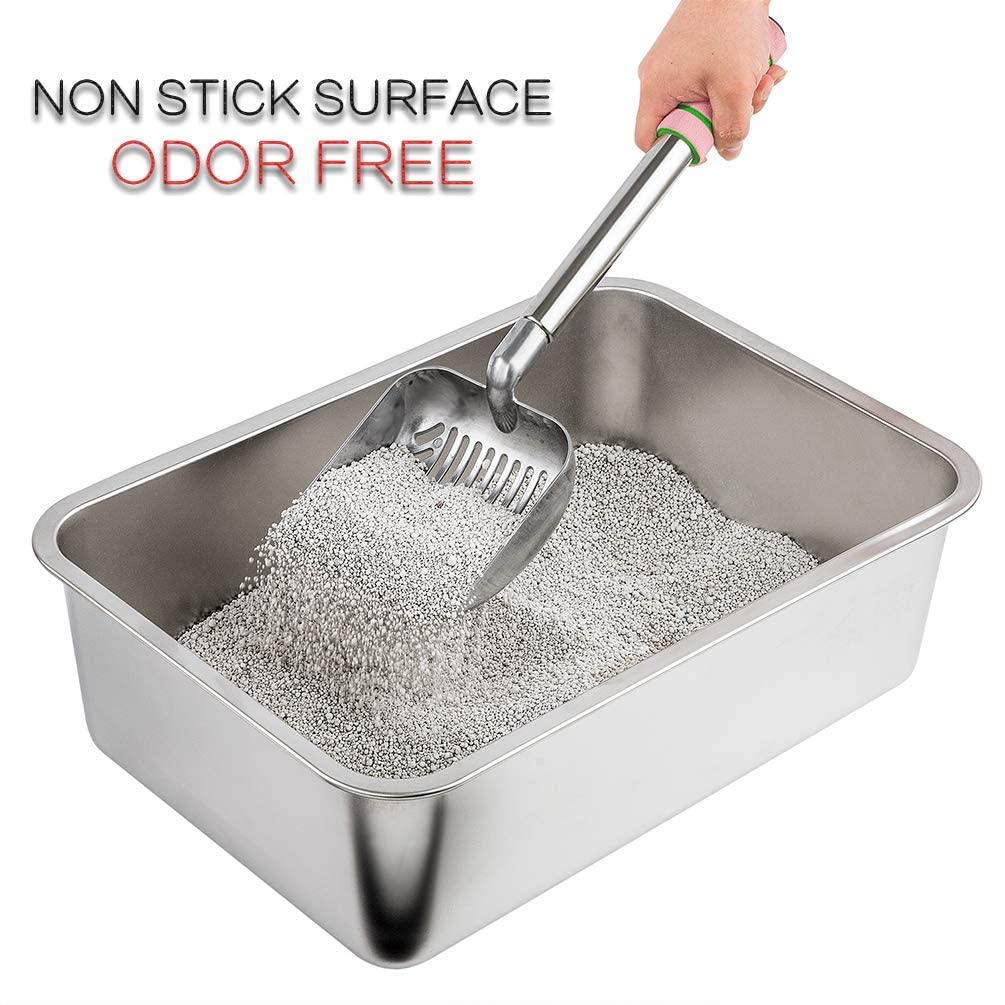 Lettiera Gatti Acciaio Inox XXL - 60x40x38 Cm Antiodore E Impermeabile Con Paletta - Foto 10