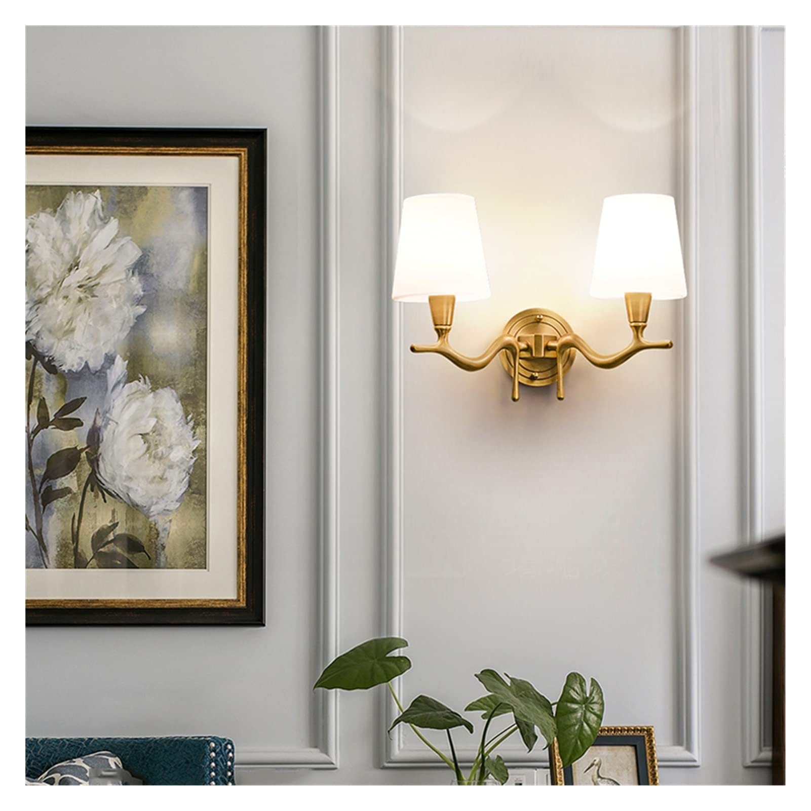 ASerZenith Wall Lamp, Copper Wall Lamp Modern Minimalist Dining Room Tv Background Wall Lamp Bedroom Bedside Lamp Staircase Aisle Lamps,Wall Light(L41Cm-2 Lights-Warm White)