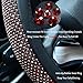 Bling Bling Rhinestones Steering Wheel Cover for Women Diamand Crystal Steering Wheel Cover with PU Leather Universal Fit 15 Inch Wine Red