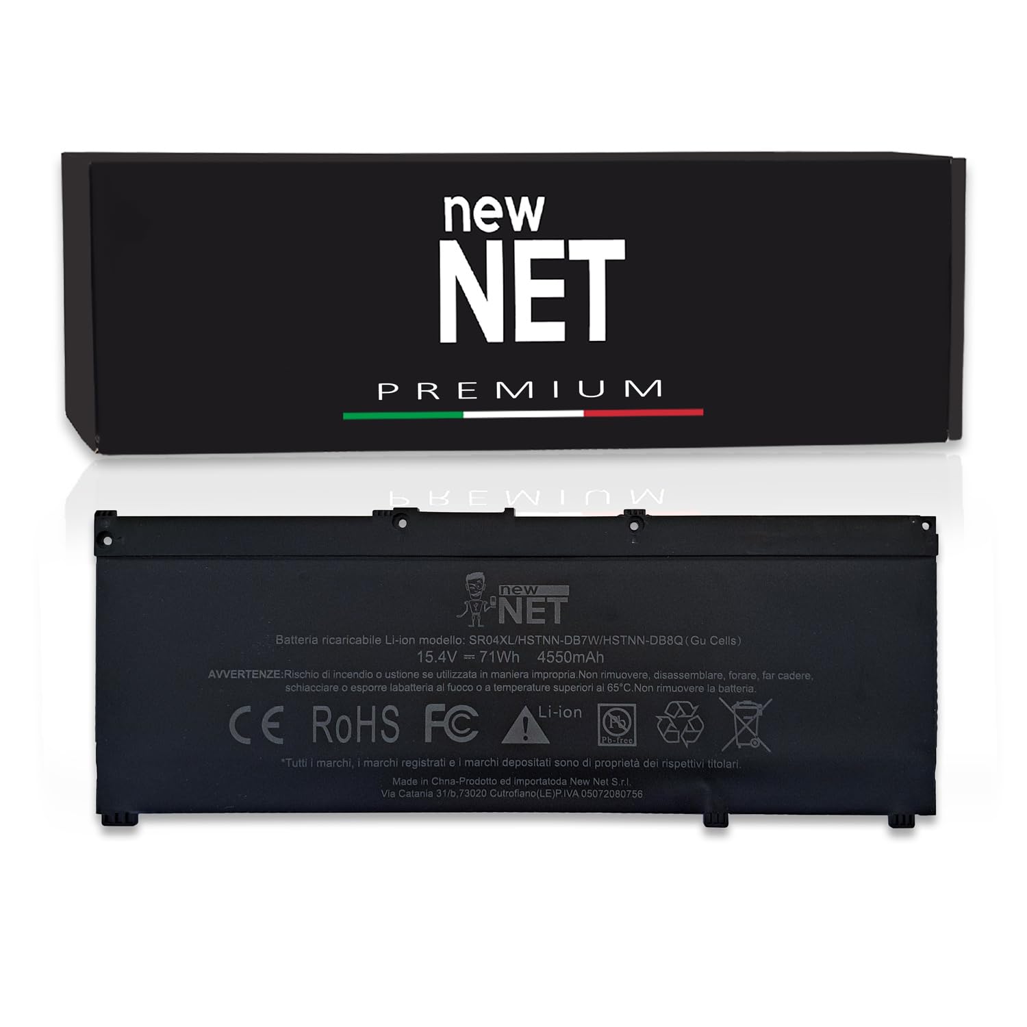 new net - Batteria Premium SR04XL Compatibile con HP OMEN 15-ce098tx, 15-ce099tx, 15-ce198wm, 15-ce199nr, 15-ce500tx, 15-ce501tx, 15-ce502tx [Celle altissima qualità 15.4V - 70Wh - 4550mAh]