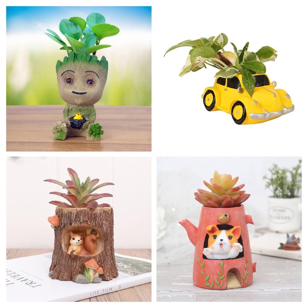 Brotherhood Enterprise Resin Pot Pack of 4 Owl Tree Puppy with Book Boat Tree Shape Resin Pot Design Resin Succulent Pots Resin Planter Succulent Pot Succulent Indoor and Outdoor Pot (Pack of 4) (B09SB1Q3QG) Amazon Price History, Amazon Price Tracker