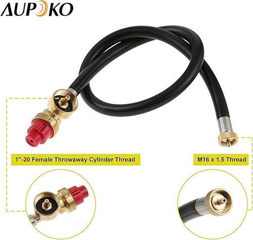 Miniatura 3 de Aupoko Manguera de repuesto para estufa de campamento de combustible dual, manguera portátil de repuesto para estufa de propano de 27.5 pulgadas,
