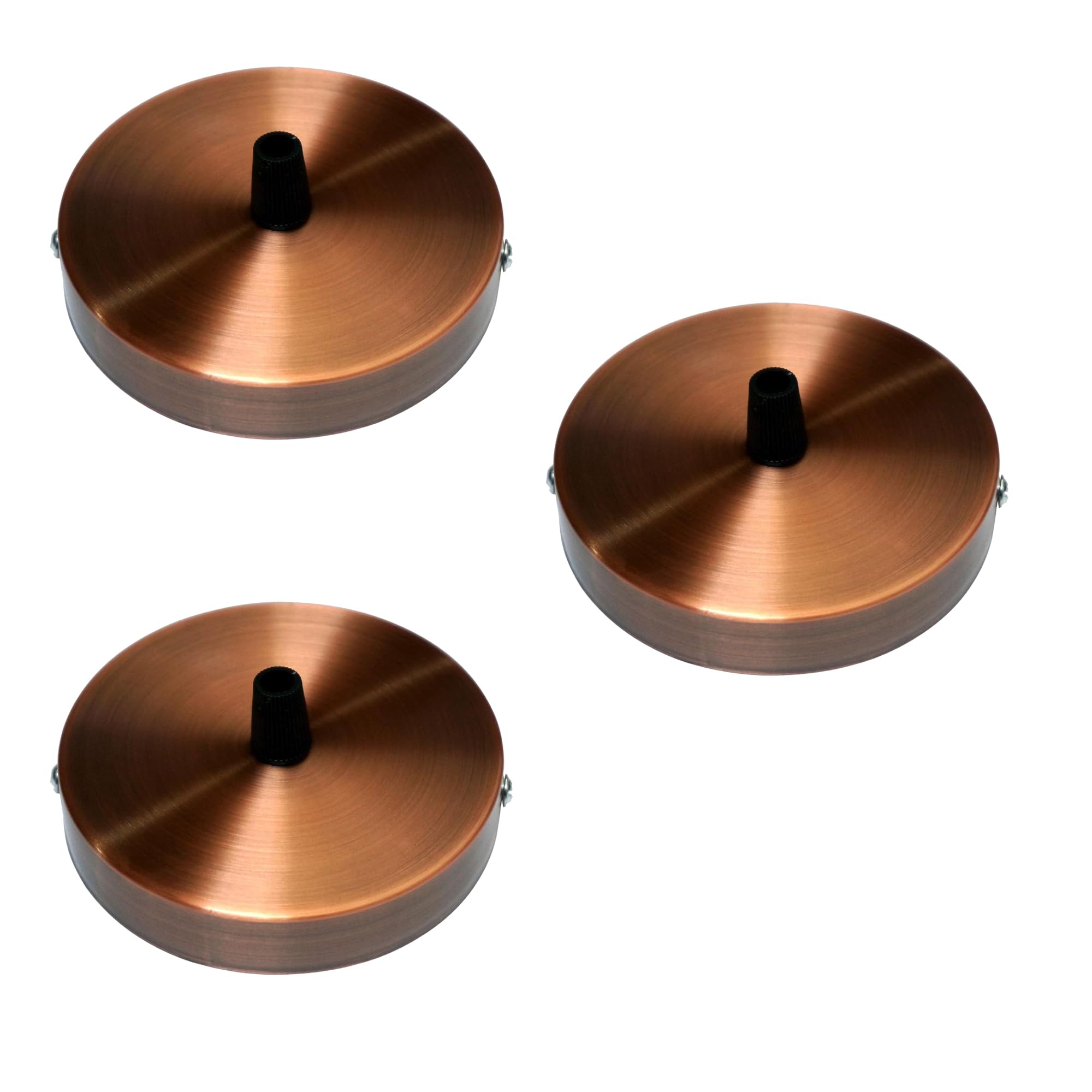 3 Pack Copper Ceiling Rose 100mm Metal Round Ceiling Canopy Side Entry Cord Grip Base Cover Plate for Pendant Light Fittings Modern Pendant Ceiling Lights Lamp Holder Base Home Lighting Accessory