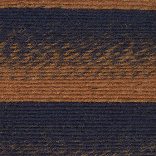 Image of Lion Brand Yarn 826-203 Scarfie Yarn, Ochre /Navy