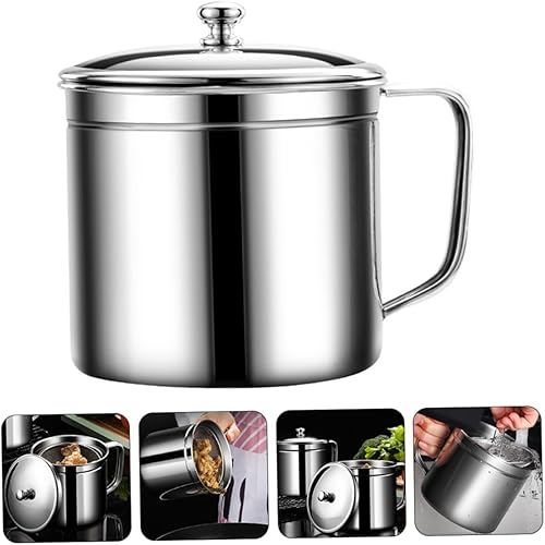 Miniatura 2 de Cocinar 1 unid recipiente de grasa de acero inoxidable recipiente de grasa contenedor de grasa Contenedor de líquido Contenedor de grasa de tocino