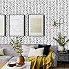 Arthome Black White Peel and Stick Wallpaper,44x300cm Modern Geometric Contact Paper Self-Adhesive Waterproof Herringbone Wallpaper Decorative Vinyl Wall Paper for Bathroom,Living Room,Drawers #2