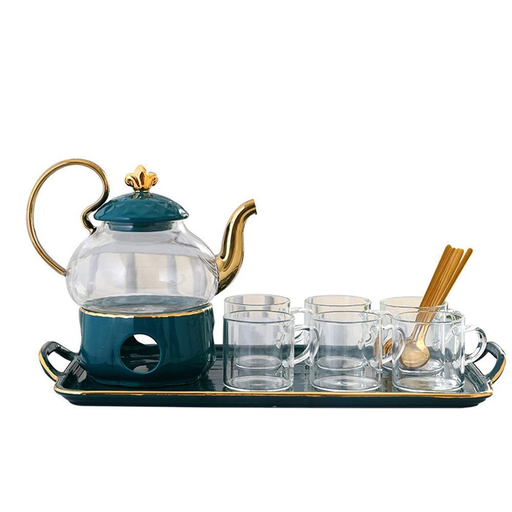 Juego de Tazas de té y café de Estilo nórdico Simple con Detalles Dorados de cerámica. Incluye 6 Tazas de té Transparentes con Bandeja de cerámica.