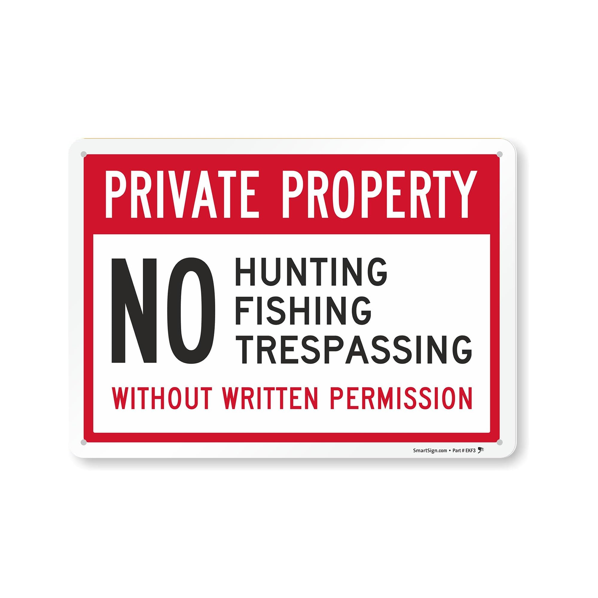 SmartSign “Private Property - No Hunting, Fishing, Trespassing, Without Written Permission” Sign | 10" x 14" Aluminum-image-36