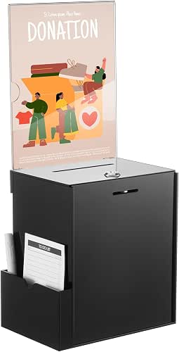 Teling Acrylic Suggestion Box with Card Pocket Safe Donation Box
