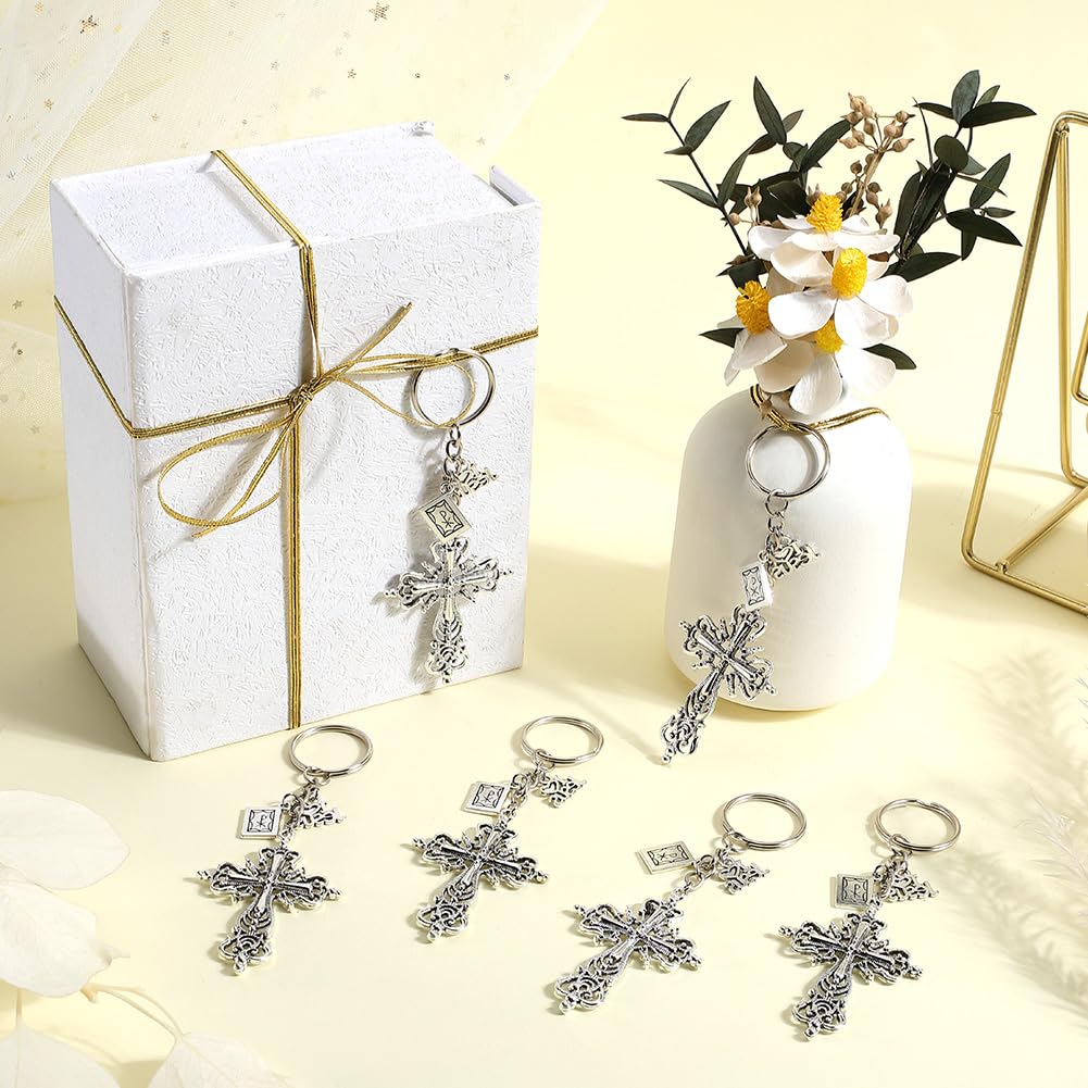 SUNNYCLUE 1 Box 20Pcs Crucifix Keychain Bulk Cross Keychain Set Alloy Antique Silver Gothic Halloween Keychains for Key Decorations Party Favor Wedding Favors Holidays Festivals Presents Gifts Women - Image 4