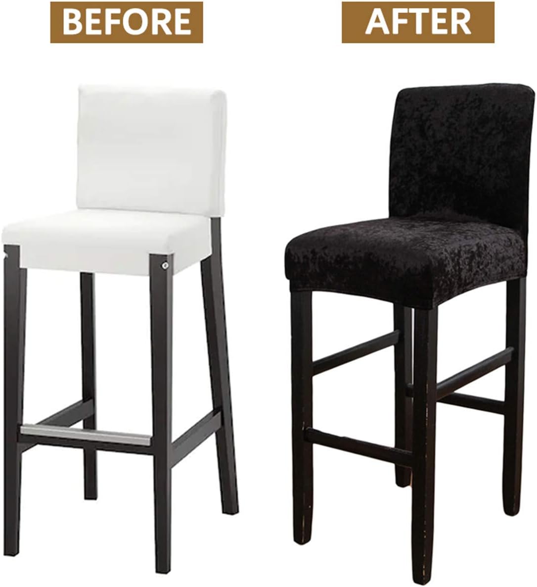 Dining Chair Cover, Bar Stool Chair Covers, Barstool Slipcovers, Stretch Removable Chair Covers Set of 2 (Black)
