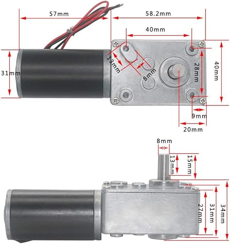 Miniatura 2 de Motor de engranaje de 12 V CC de alta velocidad de torsión reduce el motor eléctrico Motor de engranaje reversible de 0.315 in eje (12 V 50 RPM)