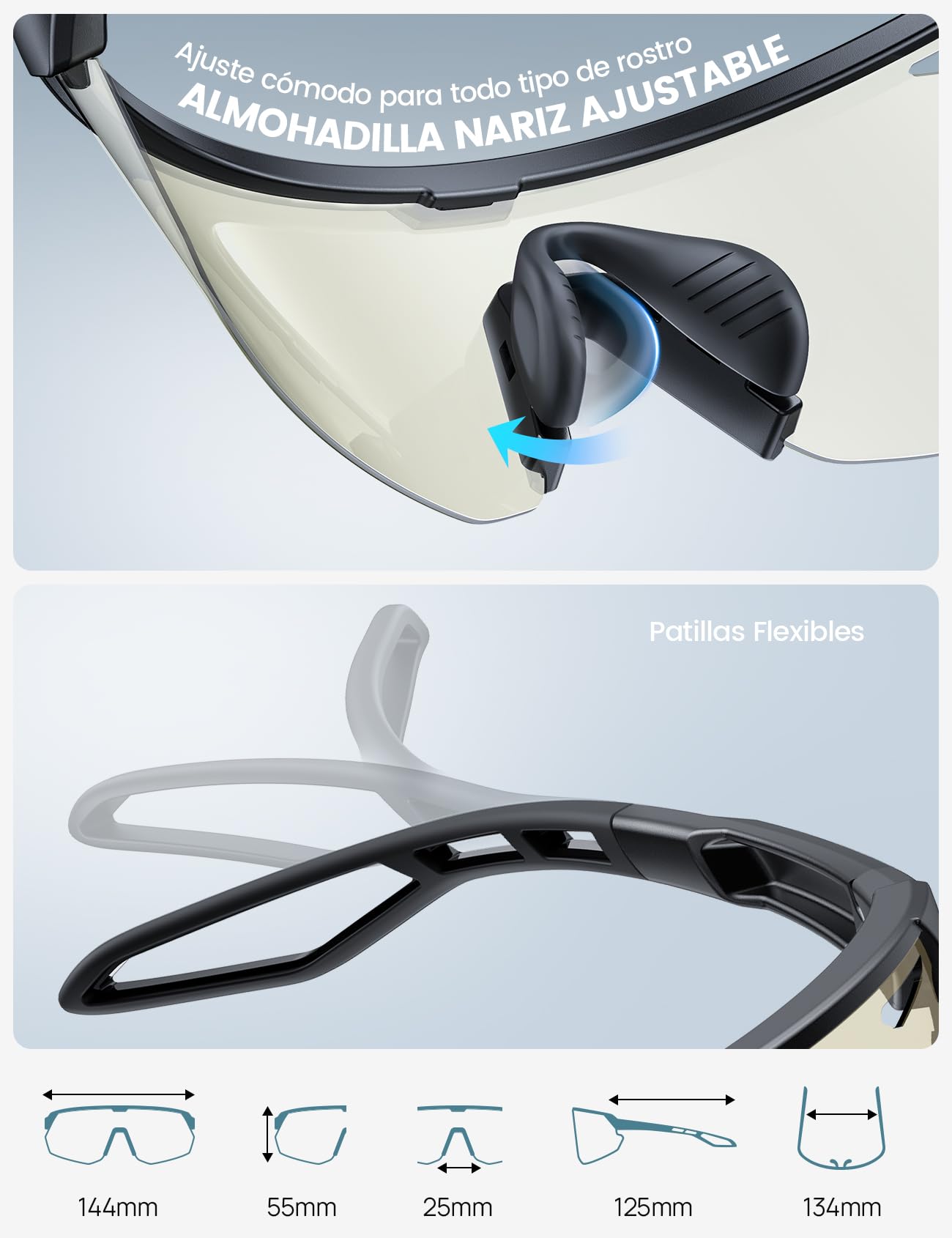 Lamicall Gafas de Sol Deportivas Fotocromáticas UV400 TR90 Ultraligero 28g Ciclismo Hombre
