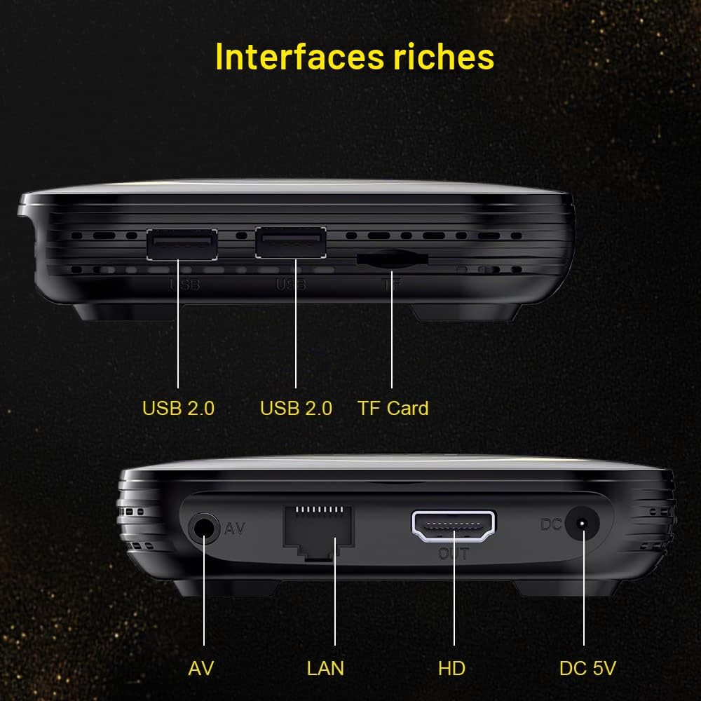 Android 12.0 TV Box, HK1 RBOX avec 4 Go de RAM et 64 Go de ROM, processeur 64 Bits quadricœur H618, Compatible Wi-FI 2,4 GHz/5,8 GHz et Bluetooth 4.0, décodage H.265 8K pour Lecteur multimédia | Prend en charge WiFi 2,4 GHz/5,8 GHz, Bluetooth 4.0, décodag