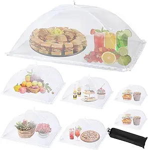 7Pack Various Size (40x24*1,17x17*2,14x14*2,12x12*2) Pop-up Food Tents Food Covers for Outside Mesh to Keep Bugs away,Reusable Collapsible Food Nets for Picnic Party BBQ Wedding Fruit