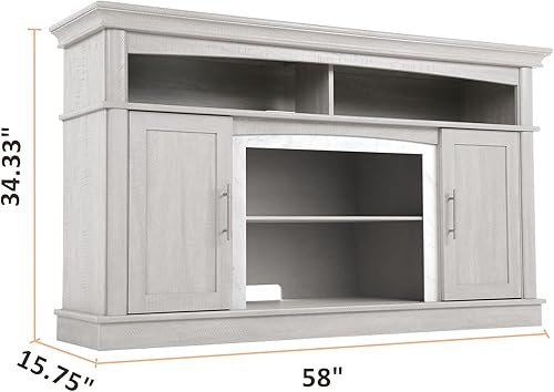 Miniatura 7 de LGHM Soporte de TV de granja de hasta 65 pulgadas centro de entretenimiento moderno de mediados de siglo con estantes de almacenamiento abiertos y