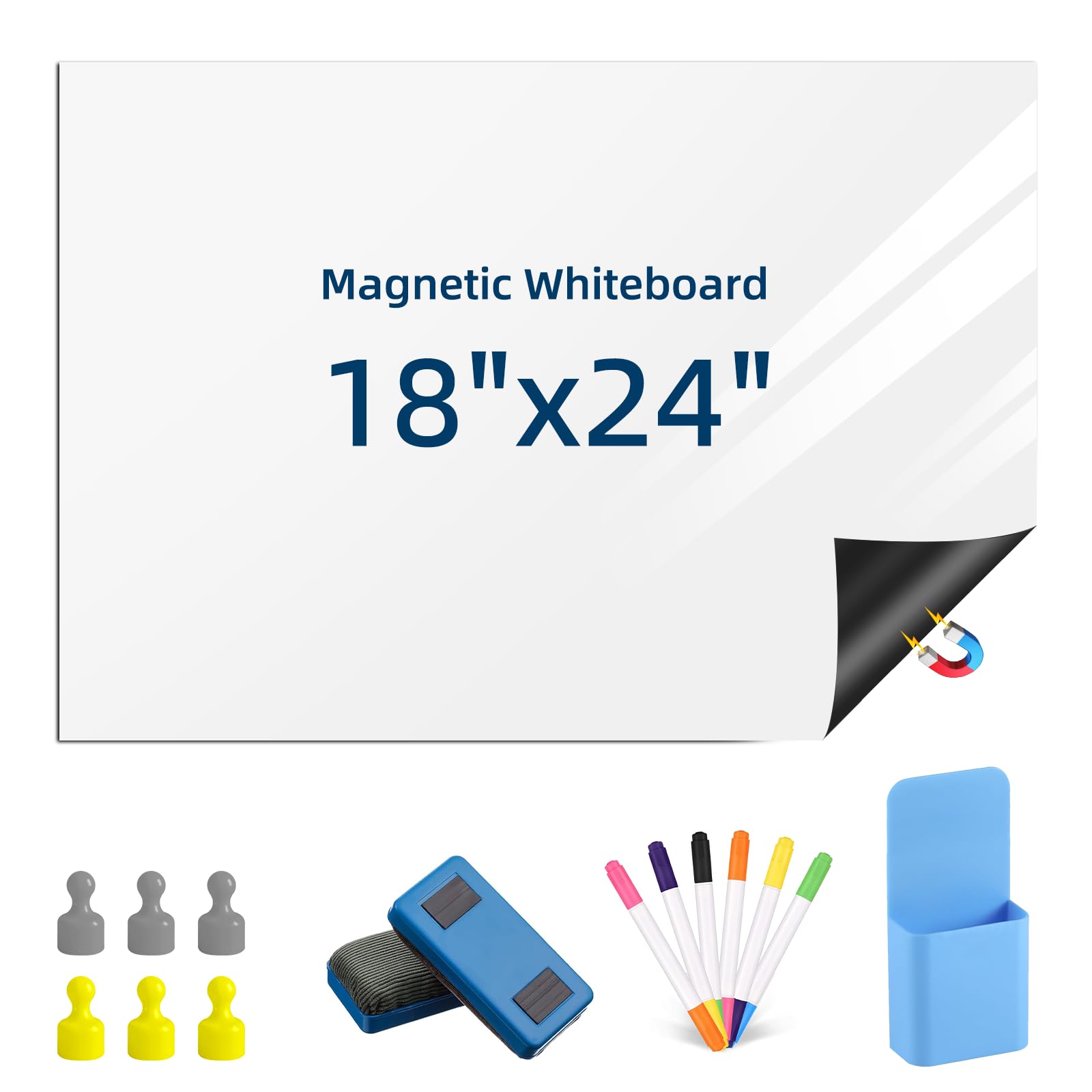 Magnetic Dry Erase Whiteboard 18"x24" for Fridge