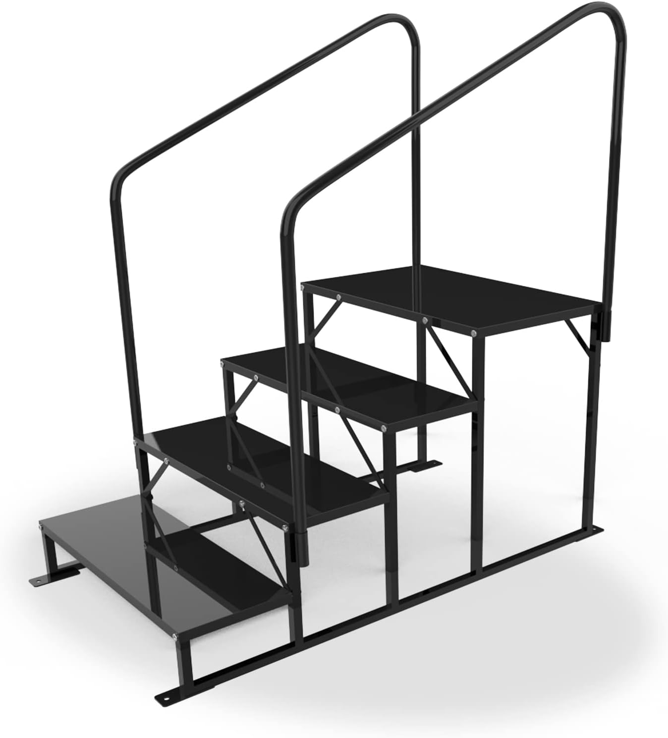 Escalones actualizados para bañera de hidromasaje y escaleras de caravana con dos pasamanos, escaleras móviles de 4 escalones para el hogar,