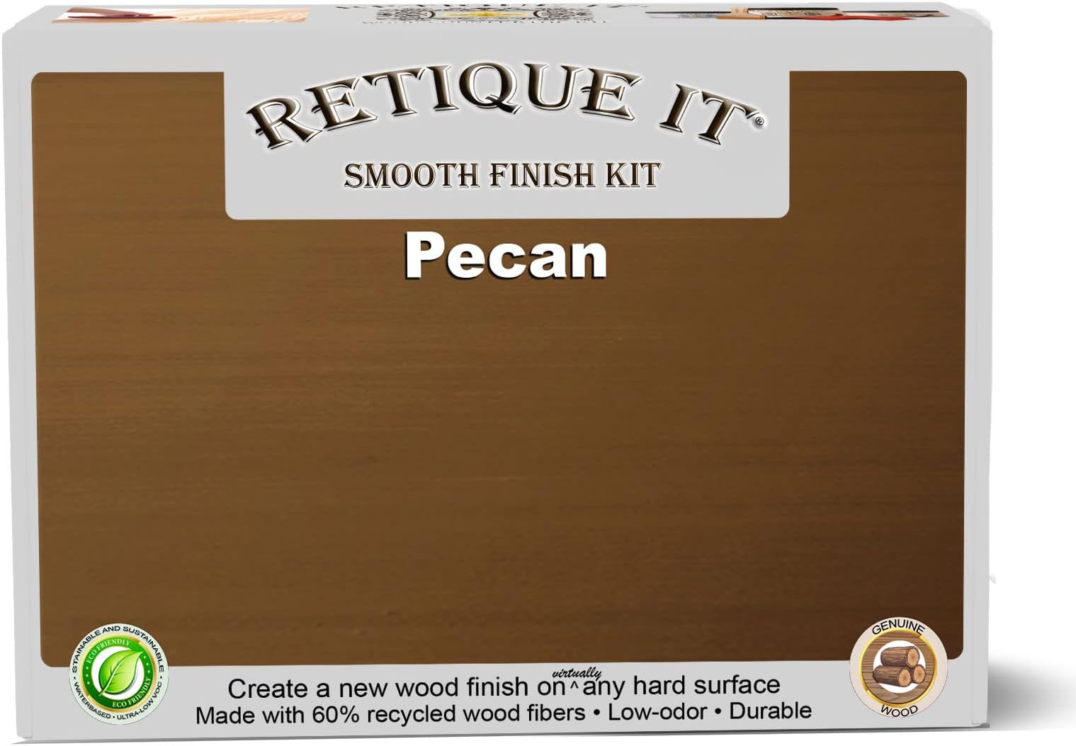 Gel Stain Liquid Wood Kits by Retique It - Real Paintable Wood. Great Companion to Chalk Finish Paint, Milk Paint, Furniture Paint. (2X Double (100 sq ft), Brushed Finish, 60 Pecan)