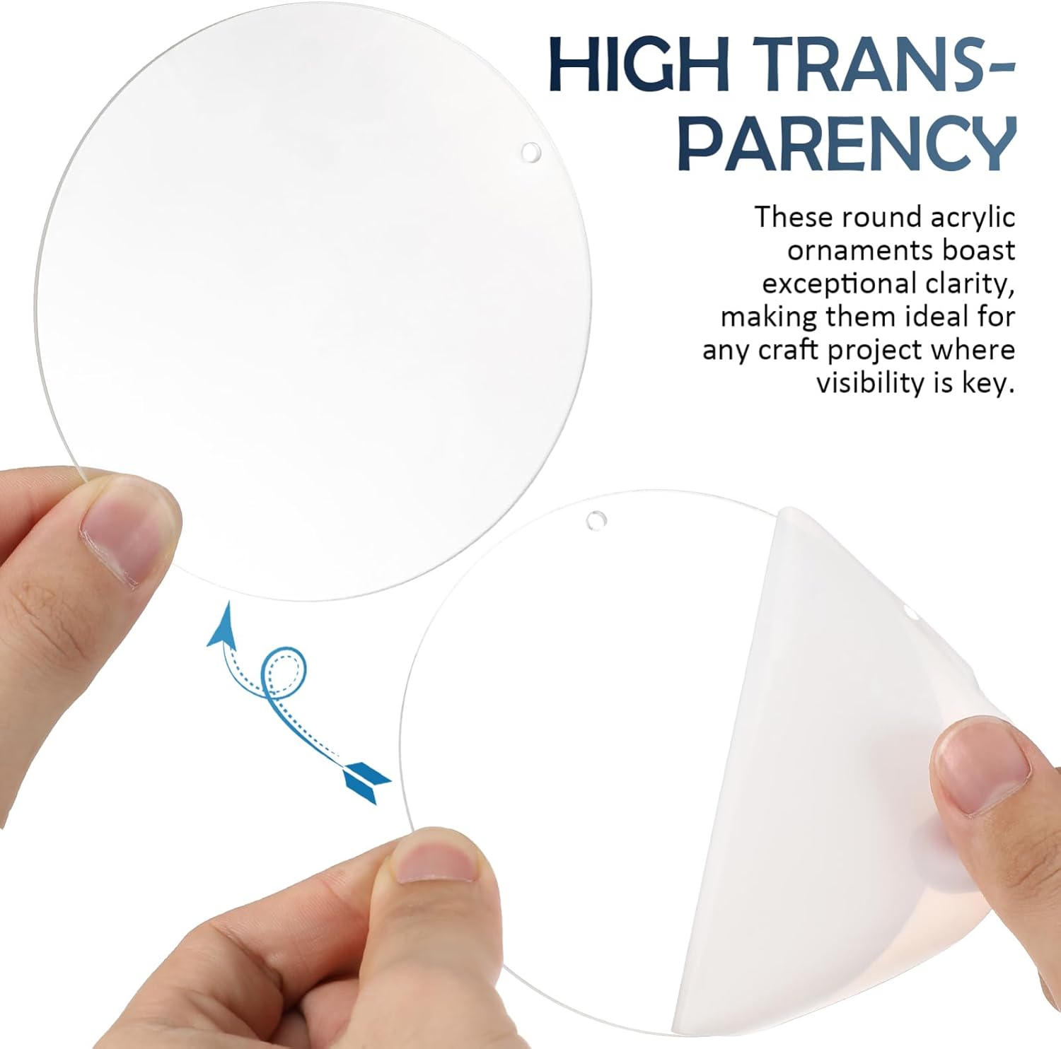 NUOBESTY 30 Pcs Clear Acrylic Round Discs with Hole Transparent Acrylic Ornaments for DIY Crafts Keychain Blanks Painting Vinyl Projects and Holiday Decorations