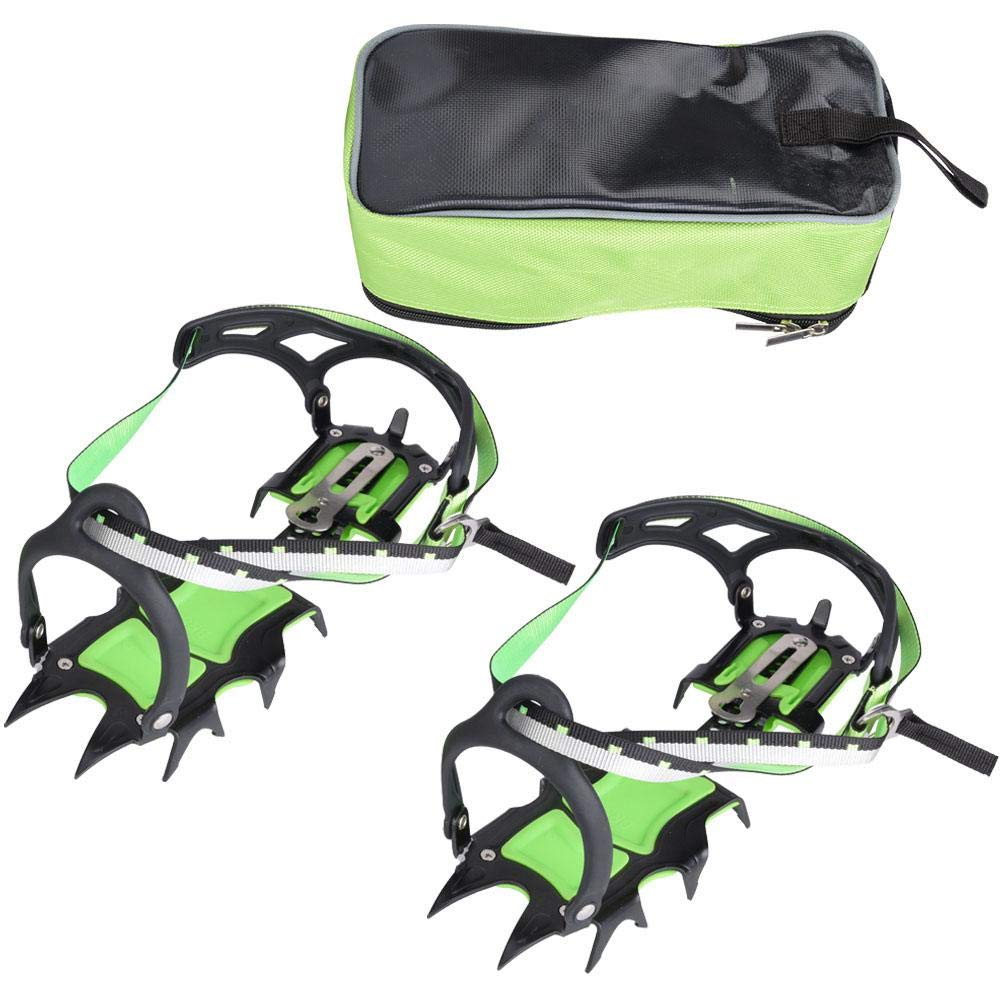 Keenso Poignées Anti-dérapantes, 1 Paire de Pointes Anti-dérapantes Crampons à Glace à 14 Dents Pointes de Crampons pour la Neige en Plein air, randonnée Climbin