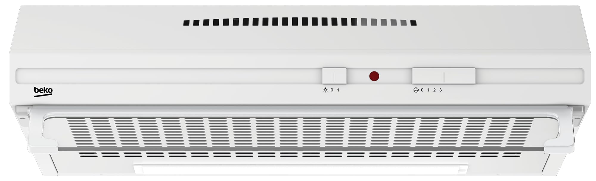 Beko CFB 6432 W - Campana Extraíble (Estándar, 285 m³/h, 63 dbA, Eficiencia energética D, Integrable, Blanca, Deslizante, Ancho 60 cm)