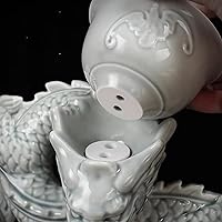 Vista 9 de Juego de té chino Gongfu caja de regalo, cocción a mano pura, forma de dragón chino, adecuado para oficina, hogar, regalo (dragón blanco)