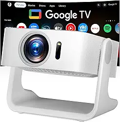 ELEPHAS Projetor inteligente com WiFi e Bluetooth – Google TV, Netflix, Prime Video, YouTube, Dolby Audio, Foco Automático e Keystone, Rotação de 270°, Projetor de Vídeo Portátil para Interior