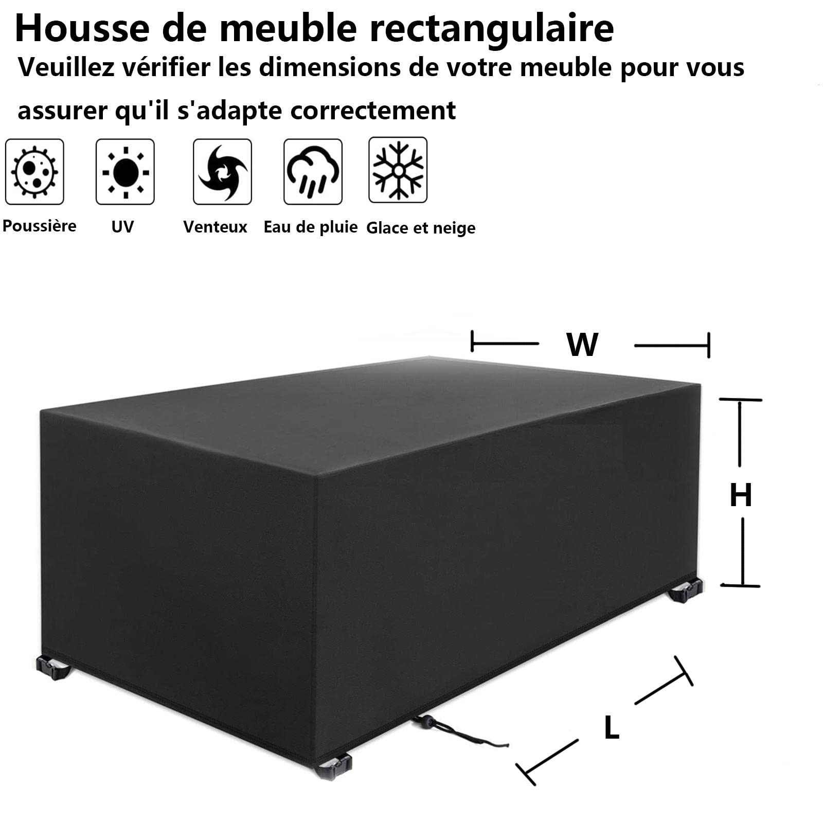 Housse Salon De Jardin Exterieur 180x160x100cm 420D Housse De Meuble