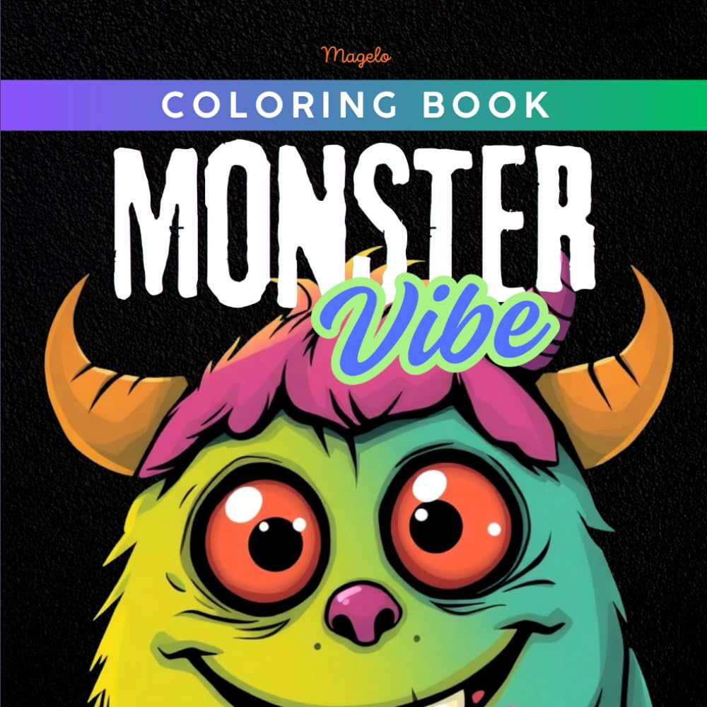 Monster Vibe in the Dark: Cute Creatures to Color,Color the Cute Monsters: Dark Backgrounds,: Cute Monsters on Black Pages: A Magical Coloring ... Night Away,Adorable Monsters on Dark Pages: