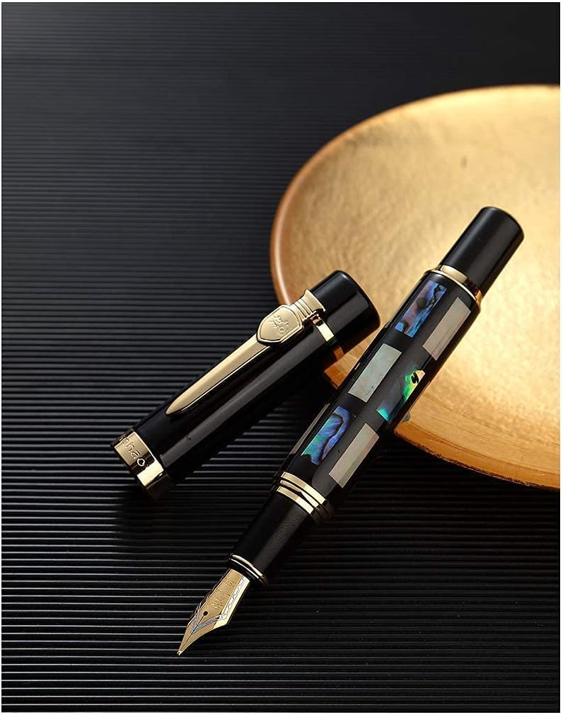 Ledos Advanced Jinhao 650 Fountain Pen Natural Sea Shell Medium Nib 18KGP With Elegant New