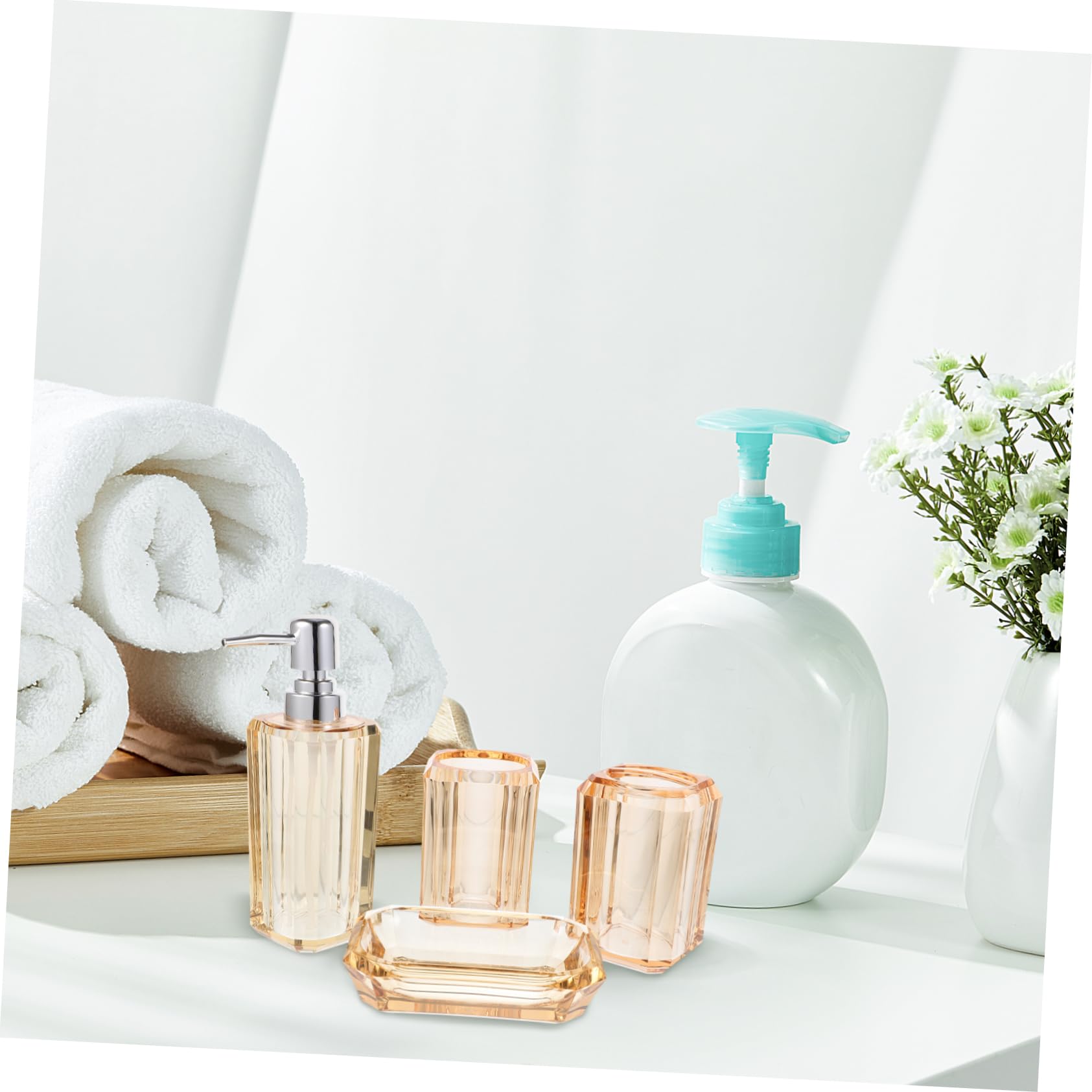Mipcase Set de Baño de Acrílico Jabonera Porta Cepillo de Dientes Elegante para Baño