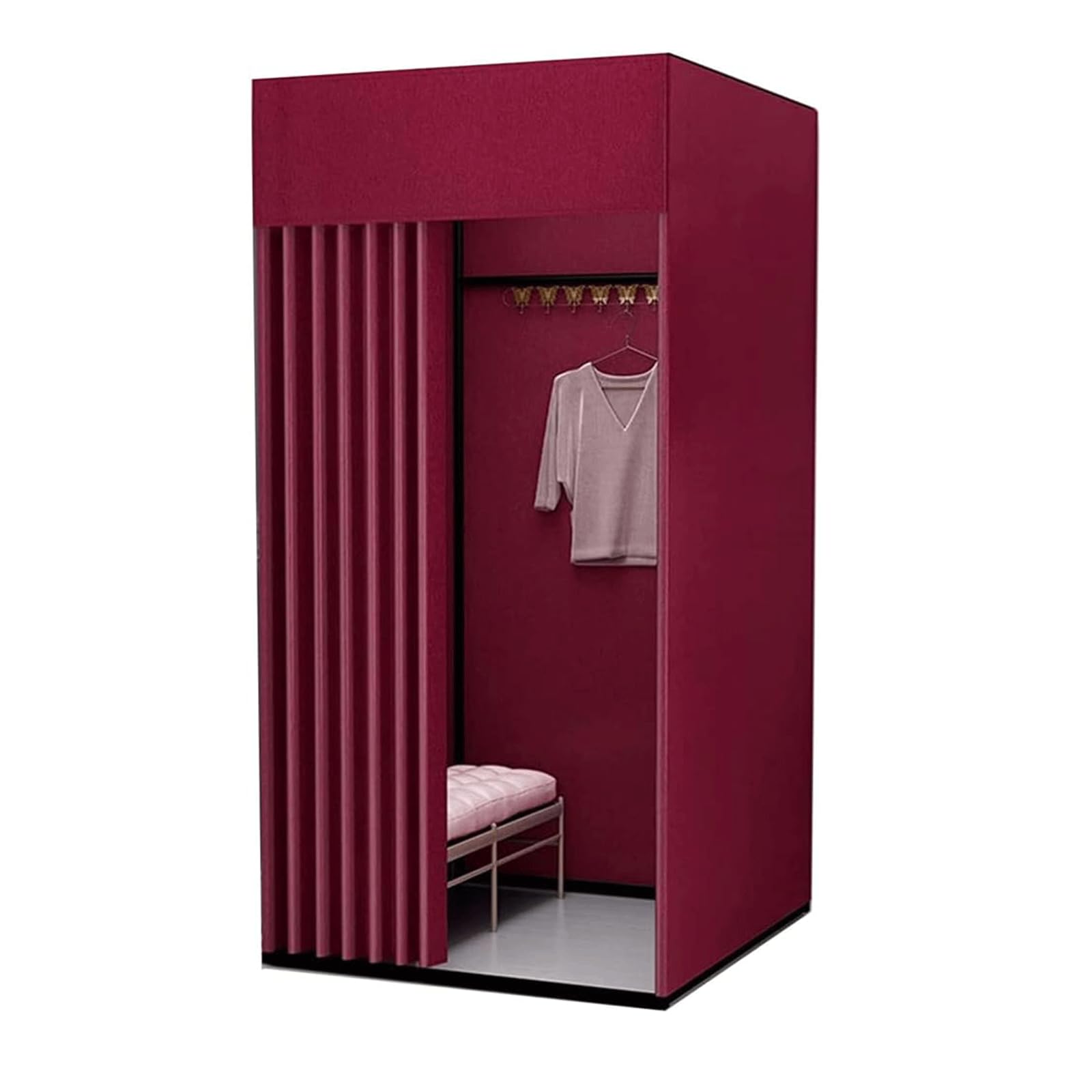 Cabine d'essayage carrée en métal avec rideau opaque pour magasin