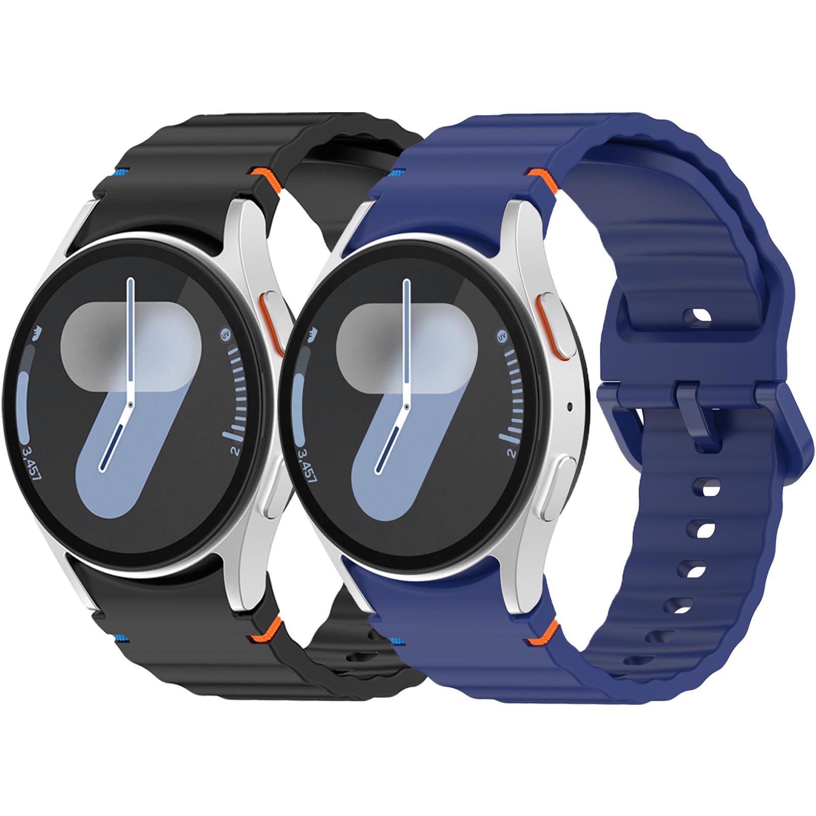 ZXgomg 2 Pack Silicone Straps Compatible with Samsung Watch 7 Strap for Women Men, No Gap Sport Bands for Samsung Galaxy Watch 7/6/5/4/FE/4 Classic/6 Classic/5 Pro strap (40mm 44mm)