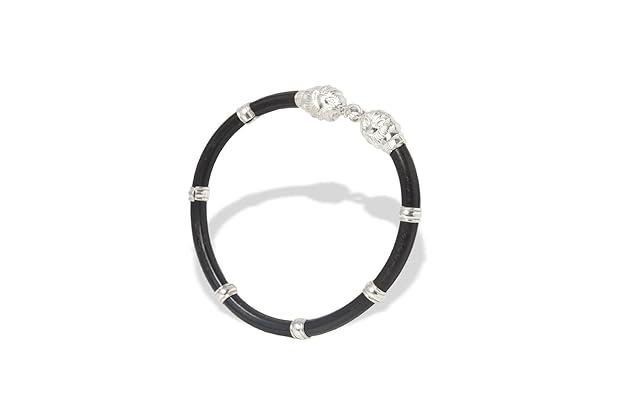 Men's Silver Rubber Kada (Silver, Black)
