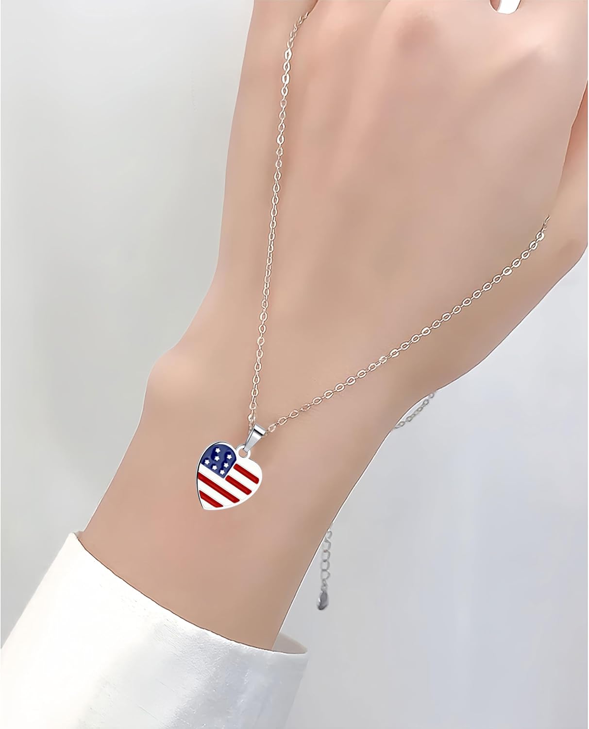 American Flag Necklace for Women, Patriotic Necklace 4th of July Independence Day Jewelry for National Birthday Christmas - Image 3