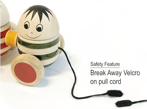 Miniatura 4 de Apilador de madera hecho a mano y juguete de tracción con cabezas de balanceo hecho con colores naturales para niños pequeños de 18 meses en