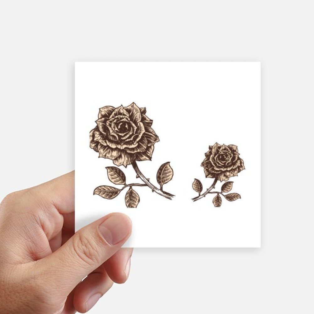 Autocollant carré fleur rose marron antique motif botanique raffiné 10x10cm