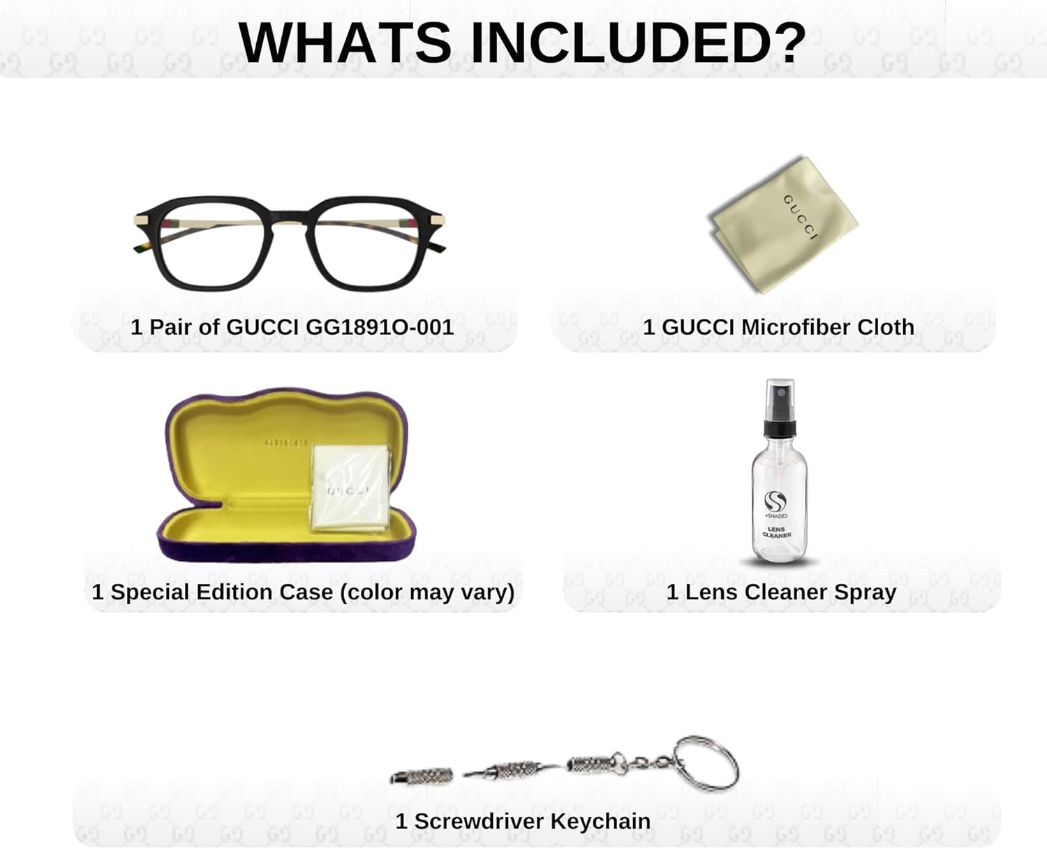 Gucci GG1209O Lettering Logo Square-Shaped Non-Polarized Sunglasses for Men & Women – Includes Luxury Eyewear Kit – Gold Frame with Clear Lens - Image 3