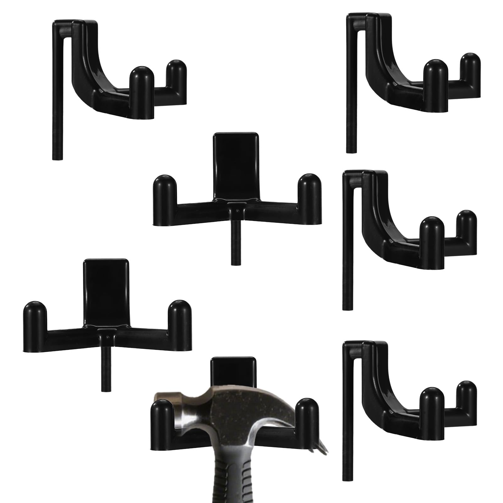 Sinbana 7pcs Storage Shed Hooks for Rubbermaid Heavy-Duty Sturdy Plastic Garden Tool Hanging Hooks Easy-to-Install Wall Hanger Rack for Outdoor Shed Garage Organizing Tools and Saving Space (Black)