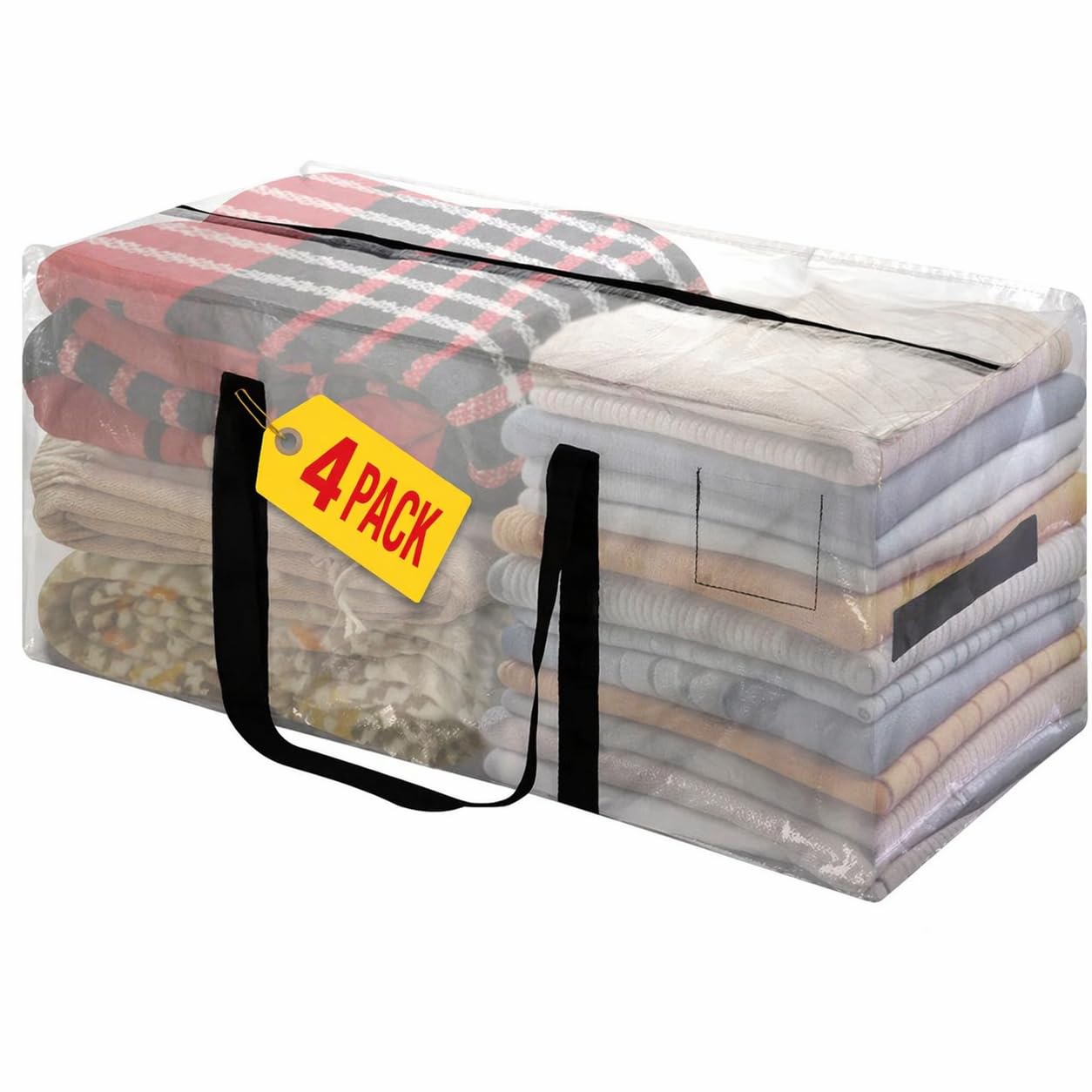 90L Heavy Duty Moving Bags/Storage Totes, Water-Resistant Packing Bags - 74 x 33 x 36cm (4)