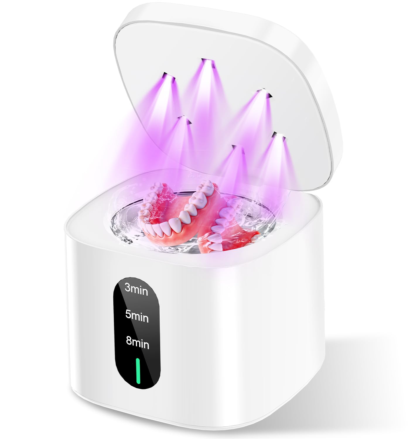 Machine de nettoyage à ultrasons 45 kHz 200 ml avec minuterie numérique 3 modes de nettoyage pour dentiers, gardes-nuit, appareils dentaires, aligneurs, bijoux
