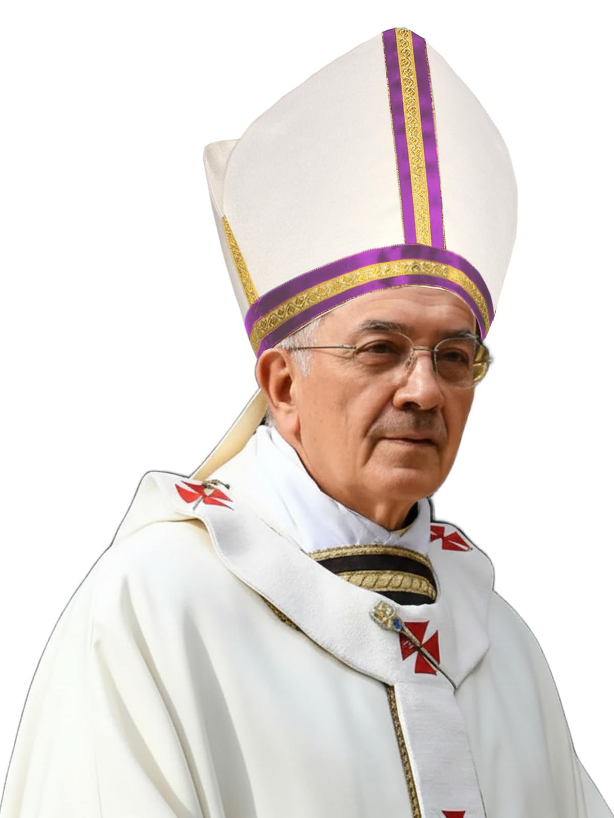 Unykaflor Pope Hat, Bishop Hat Pope Mitre Clergy Costume Headgear for Halloween Cosplay Costume Party