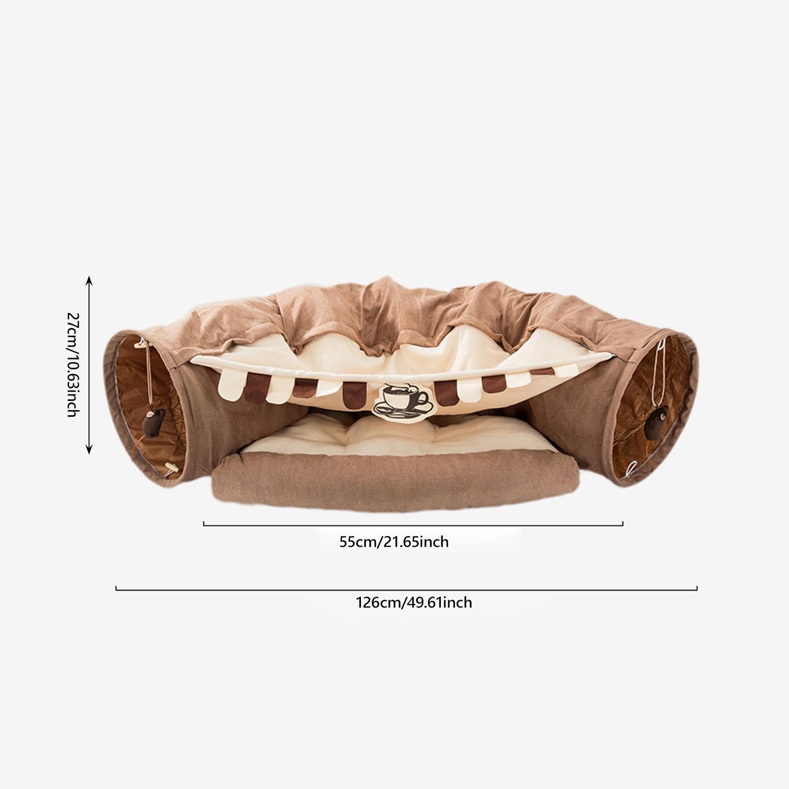 Maison de Jeu Portable pour Chat avec Coussin Lavable - Jouet Interactif pour Petits Animaux, Café