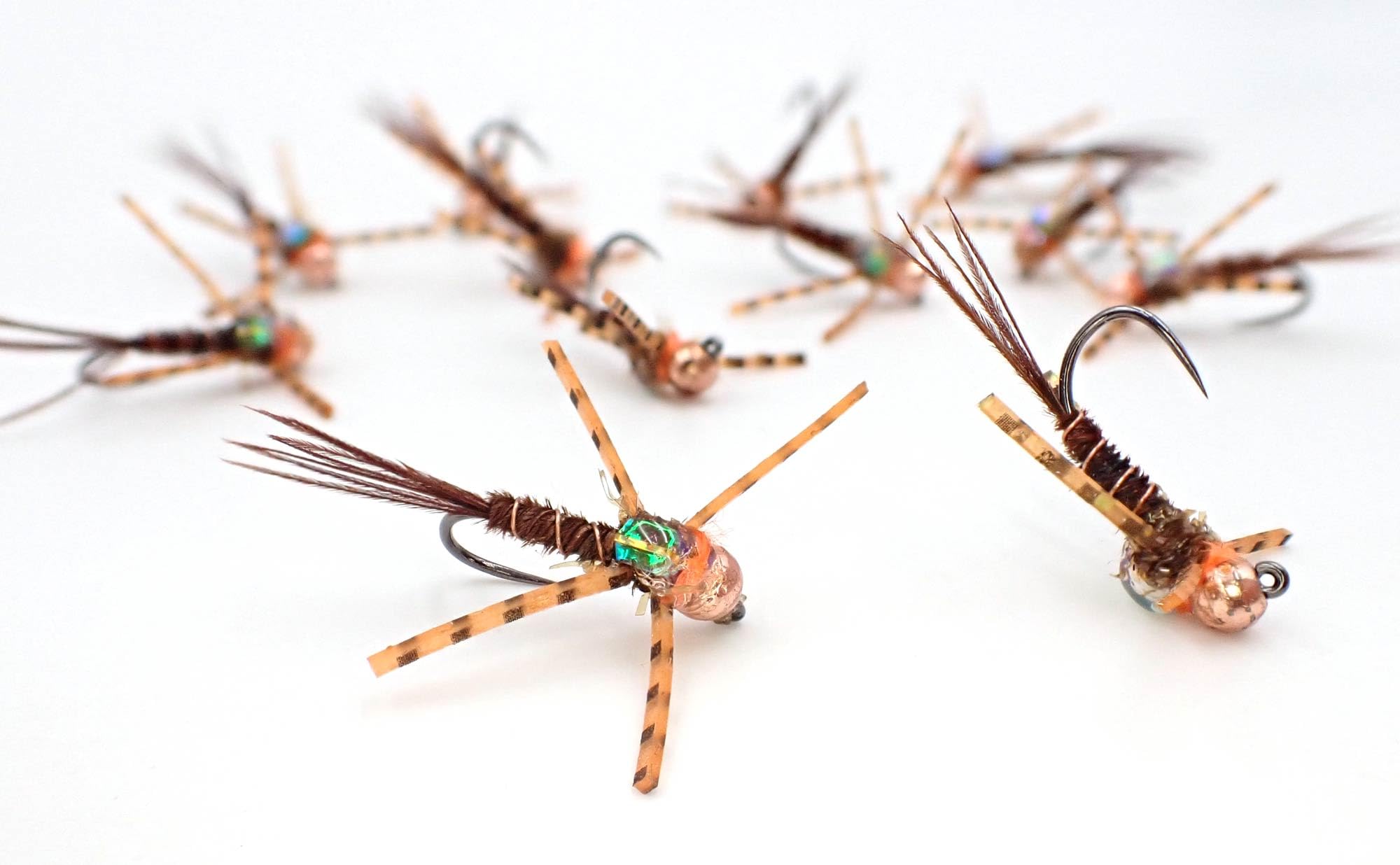 Rubberleg Pheasant Tail Nymph (12 Flies) Size 14 Tungsten Bead Head Flies