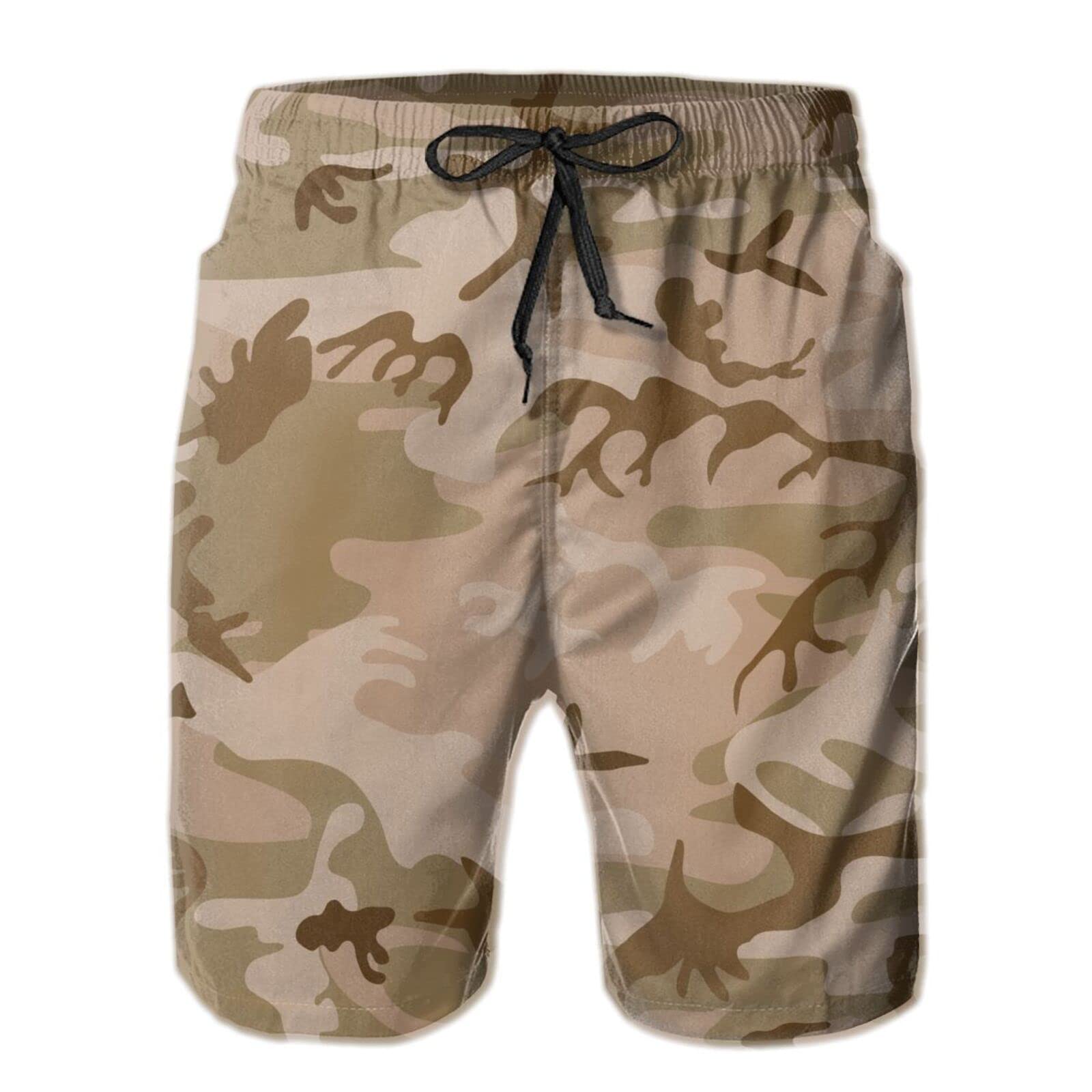 Aooedm Men's As Pic Desert Camo Swim Trunks Quick Dry Summer Surf Beach Shorts With Pocket Drawstring