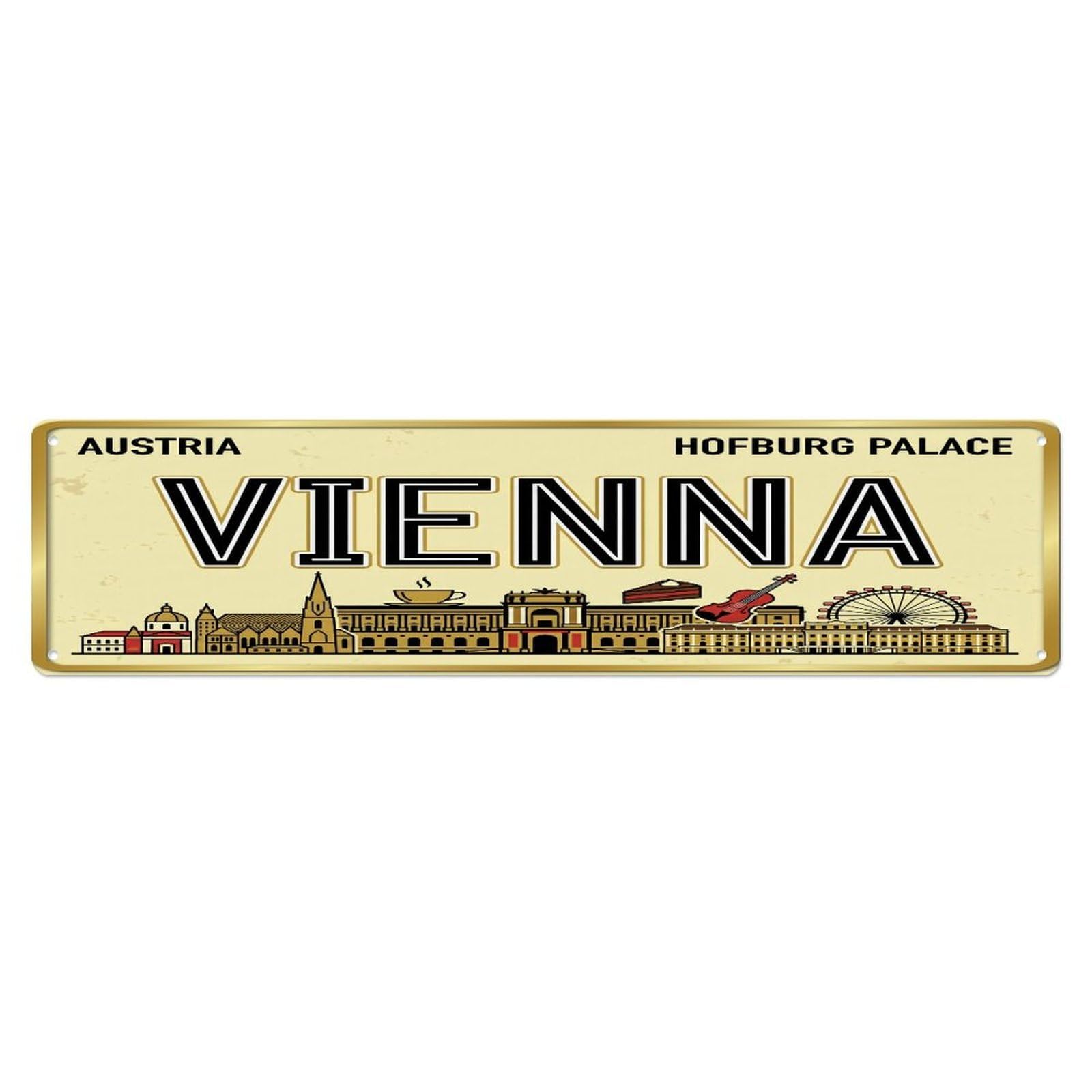 Tgrcjimh Style Metal Tin Sign Vintage Travel Vienna Austria Hofburg Palace Coffee